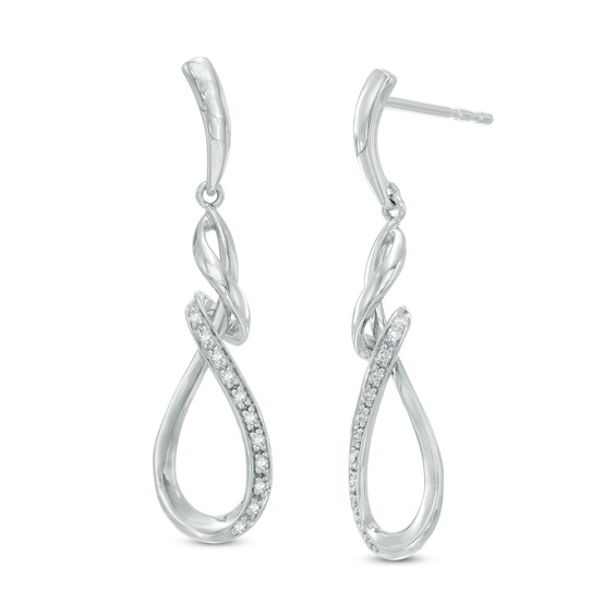 1/10 CT. T.W. Diamond Twist Teardrop Earrings in 10K White Gold 1/10 CT. T.W. Diamond Twist Teardrop Earrings in 10K White Gold