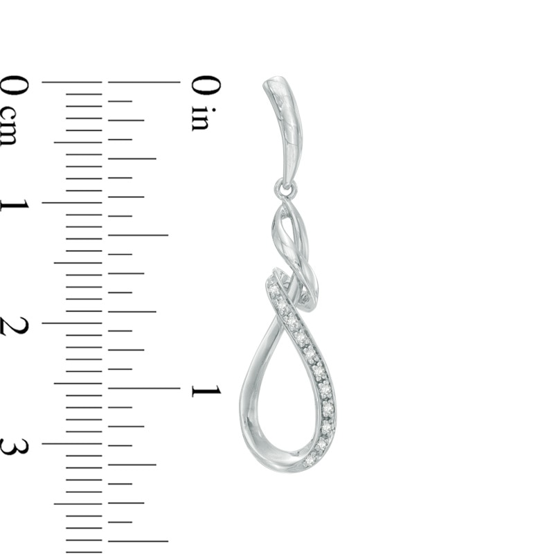 Main Image 2 of 1/10 CT. T.W. Diamond Twist Teardrop Earrings in 10K White Gold