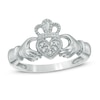 Thumbnail Image 0 of Diamond Accent Claddagh Ring in 10K White Gold