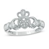 Thumbnail Image 1 of Diamond Accent Claddagh Ring in 10K White Gold