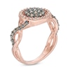 1/2 CT. T.W. Champagne and White Composite Diamond Frame Ring in 10K Rose Gold