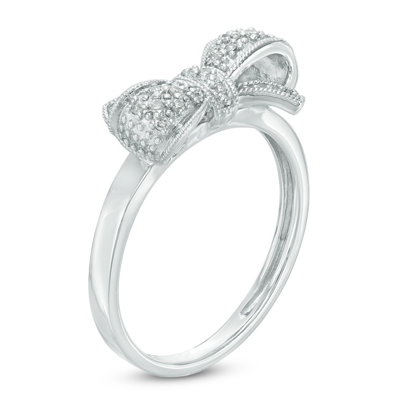 Main Image 2 of 1/15 CT. T.W. Diamond Bow Ring in 10K White Gold