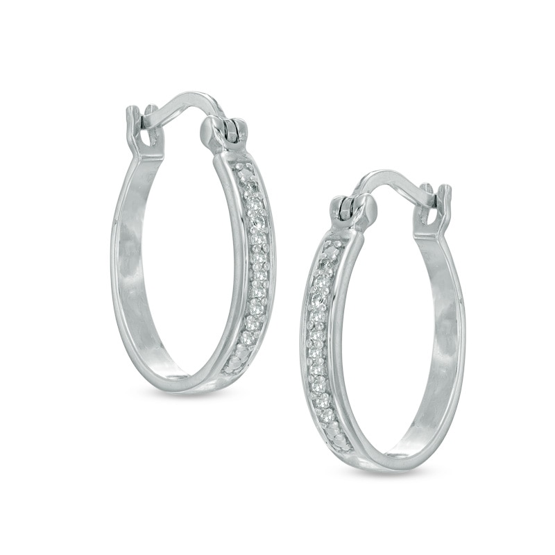 1/10 CT. T.W. Diamond Hoop Earrings in Sterling Silver