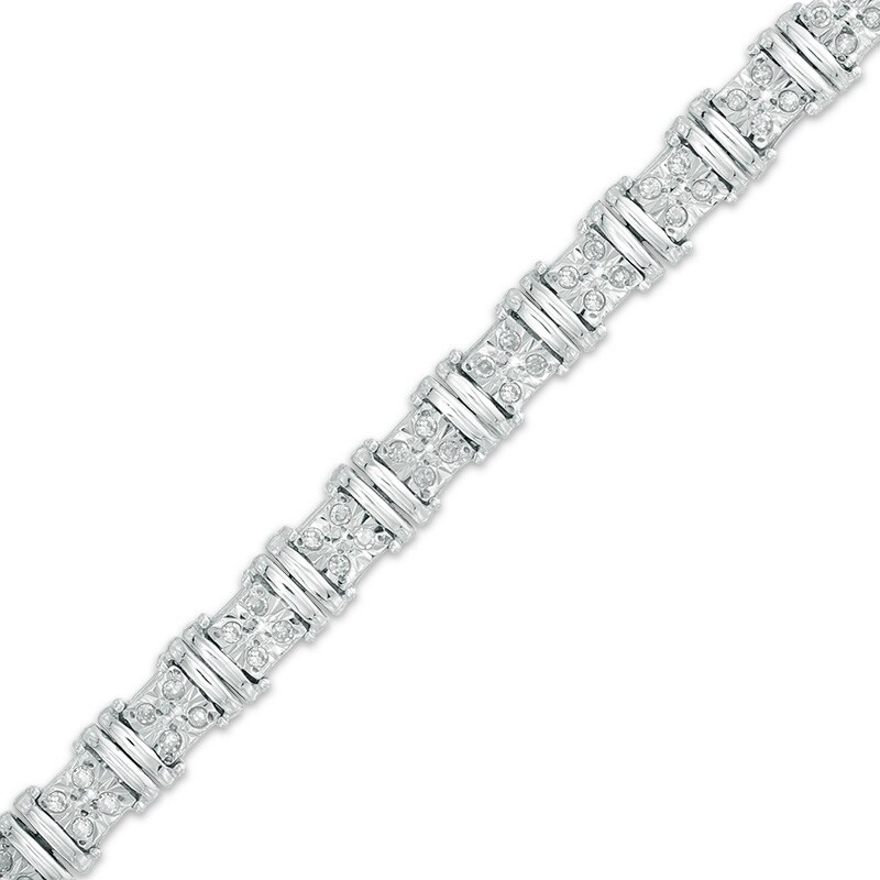 Main Image 1 of 1/2 CT. T.W. Diamond Bar Bracelet in Sterling Silver