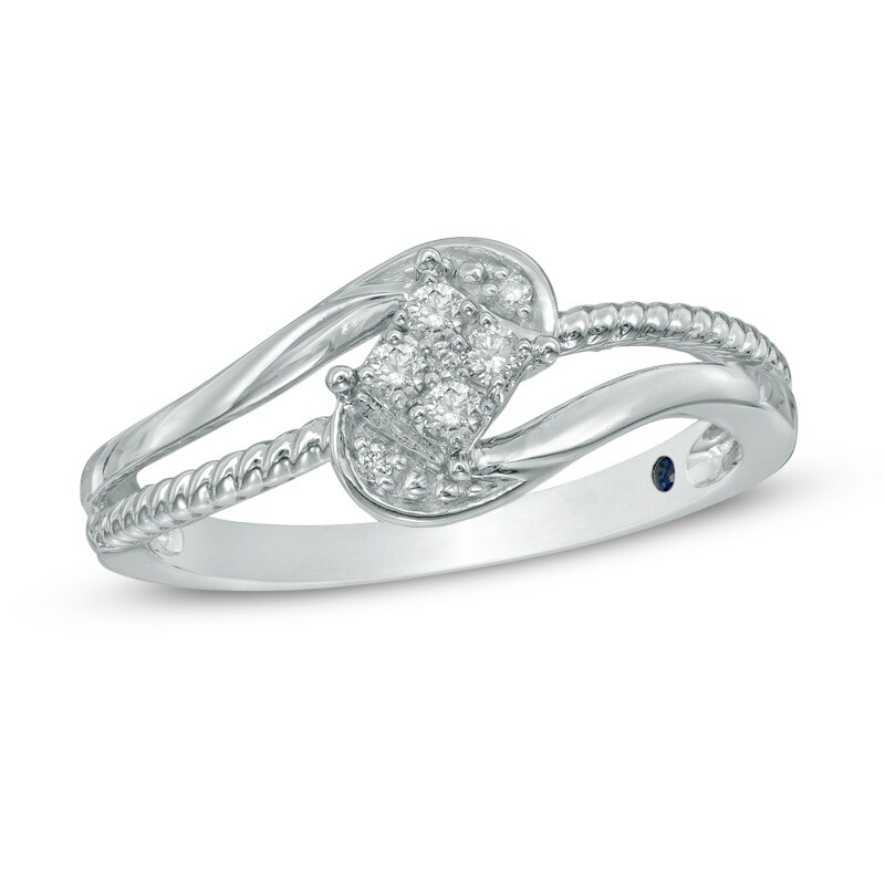 Main Image 1 of Cherished Promise Collection™ 1/15 CT. T.W. Diamond Bypass Promise Ring in Sterling Silver