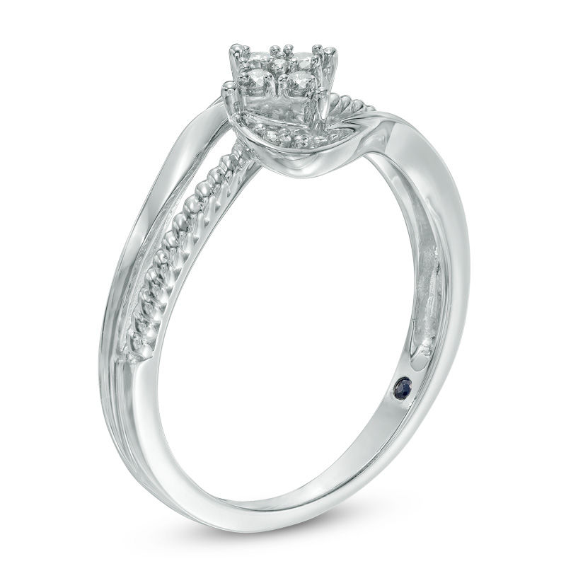 Main Image 2 of Cherished Promise Collection™ 1/15 CT. T.W. Diamond Bypass Promise Ring in Sterling Silver
