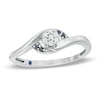Thumbnail Image 0 of Cherished Promise Collection™ Diamond Accent and Blue Sapphire Cluster Swirl Promise Ring in Sterling Silver