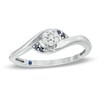 Thumbnail Image 1 of Cherished Promise Collection™ Diamond Accent and Blue Sapphire Cluster Swirl Promise Ring in Sterling Silver