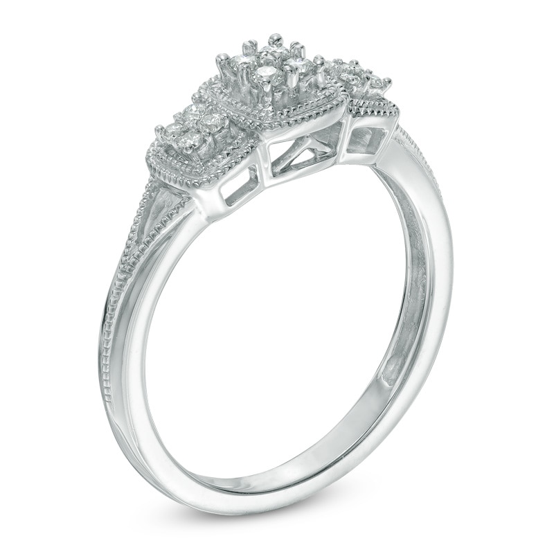 Cherished Promise Collection™ 1/8 CT. T.W. Diamond Three Stone Cluster Promise Ring in Sterling Silver