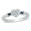 Thumbnail Image 0 of Cherished Promise Collection™ 1/20 CT. T.W. Diamond and Blue Sapphire Heart Promise Ring in Sterling Silver