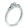 Thumbnail Image 1 of Cherished Promise Collection™ 1/20 CT. T.W. Diamond and Blue Sapphire Heart Promise Ring in Sterling Silver