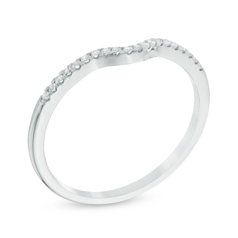 Main Image 2 of 1/10 CT. T.W. Diamond Contour Wedding Band in 10K White Gold