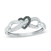 Thumbnail Image 1 of 1/20 CT. T.W. Black and White Diamond Infinity Heart Wrapped Ring in 10K White Gold