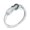 Thumbnail Image 1 of 1/20 CT. T.W. Black and White Diamond Infinity Heart Wrapped Ring in 10K White Gold