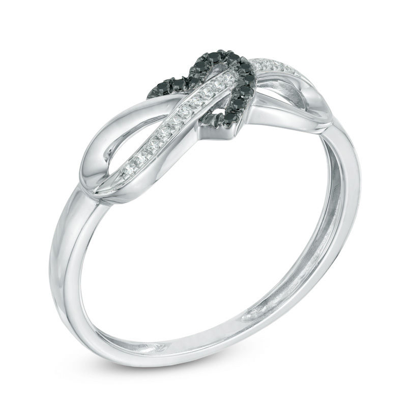 10k White Gold Diamond Infinity Heart Ring 