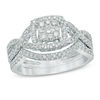 Thumbnail Image 1 of 5/8 CT. T.W. Composite Diamond Frame Twist Shank Bridal Set in 10K White Gold