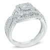 5/8 CT. T.W. Composite Diamond Frame Twist Shank Bridal Set in 10K White Gold