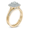 Thumbnail Image 2 of 1/2 CT. T.W. Cushion-Shaped Multi-Diamond Double Frame Bridal Set in 10K Gold