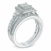 Thumbnail Image 1 of 1 CT. T.W. Quad Princess-Cut Diamond Frame Tri-Sides Bridal Set in 10K White Gold