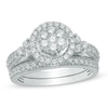 Thumbnail Image 0 of 1 CT. T.W. Composite Diamond Frame Tri-Sides Bridal Set in 10K White Gold