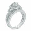 Thumbnail Image 2 of 1 CT. T.W. Composite Diamond Frame Tri-Sides Bridal Set in 10K White Gold