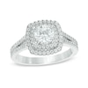 Thumbnail Image 0 of 1-1/5 CT. T.W. Diamond Double Square Frame Engagement Ring in 14K White Gold