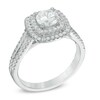 Thumbnail Image 2 of 1-1/5 CT. T.W. Diamond Double Square Frame Engagement Ring in 14K White Gold