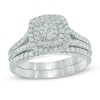 Thumbnail Image 1 of 1 CT. T.W. Multi-Diamond Double Square Frame Bridal Set in 10K White Gold