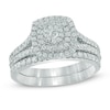 Thumbnail Image 0 of 1 CT. T.W. Multi-Diamond Double Square Frame Bridal Set in 10K White Gold