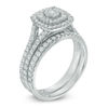 Thumbnail Image 1 of 1 CT. T.W. Multi-Diamond Double Square Frame Bridal Set in 10K White Gold