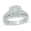 Thumbnail Image 0 of 3/4 CT. T.W. Diamond Cushion-Shaped Double Frame Bridal Set in 10K White Gold