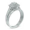 Thumbnail Image 1 of 3/4 CT. T.W. Diamond Cushion-Shaped Double Frame Bridal Set in 10K White Gold