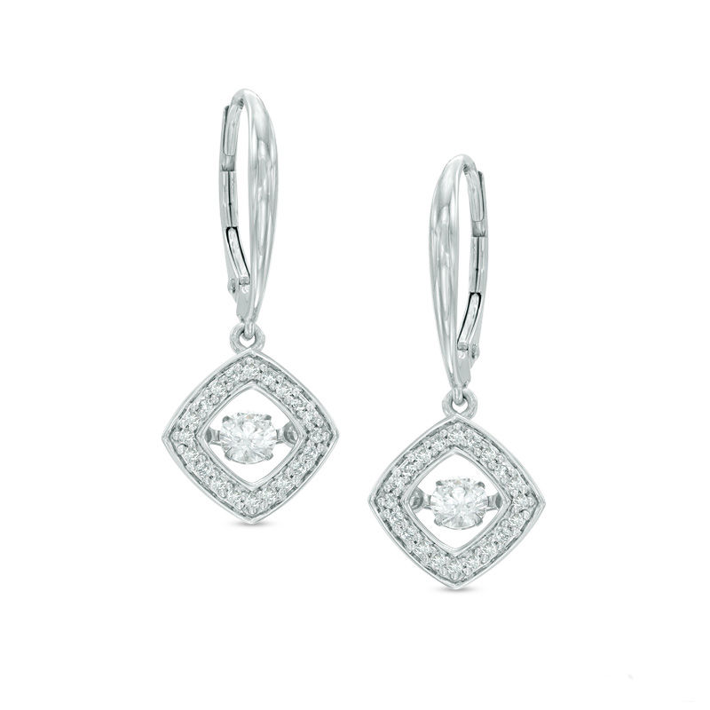 Unstoppable Love™ 1/2 CT. T.W. Diamond Square Frame Drop Earrings in 10K White Gold