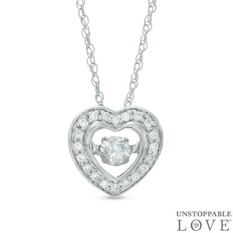 1/5 CT. T.W. Diamond Heart Pendant in 10K White Gold