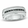 Thumbnail Image 0 of Men's 1/2 CT. T.W. Black Diamond Milgrain Anniversary Band in Sterling Silver