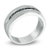 Thumbnail Image 1 of Men's 1/2 CT. T.W. Black Diamond Milgrain Anniversary Band in Sterling Silver