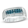 Thumbnail Image 0 of Men's 1 CT. T.W. Enhanced Blue and White Diamond Band in Sterling Silver