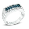 Thumbnail Image 2 of 1 CT. T.W. Enhanced Blue and White Diamond Band in Sterling Silver