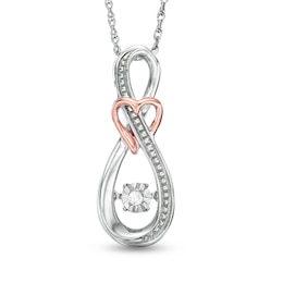Unstoppable Love™ Diamond Accent Infinity with Heart Pendant in Sterling Silver and 10K Rose Gold