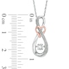 Thumbnail Image 1 of Diamond Accent Infinity with Heart Pendant in Sterling Silver and 10K Rose Gold