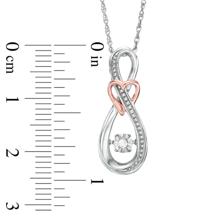 Diamond Accent Infinity with Heart Pendant in Sterling Silver and 10K Rose Gold