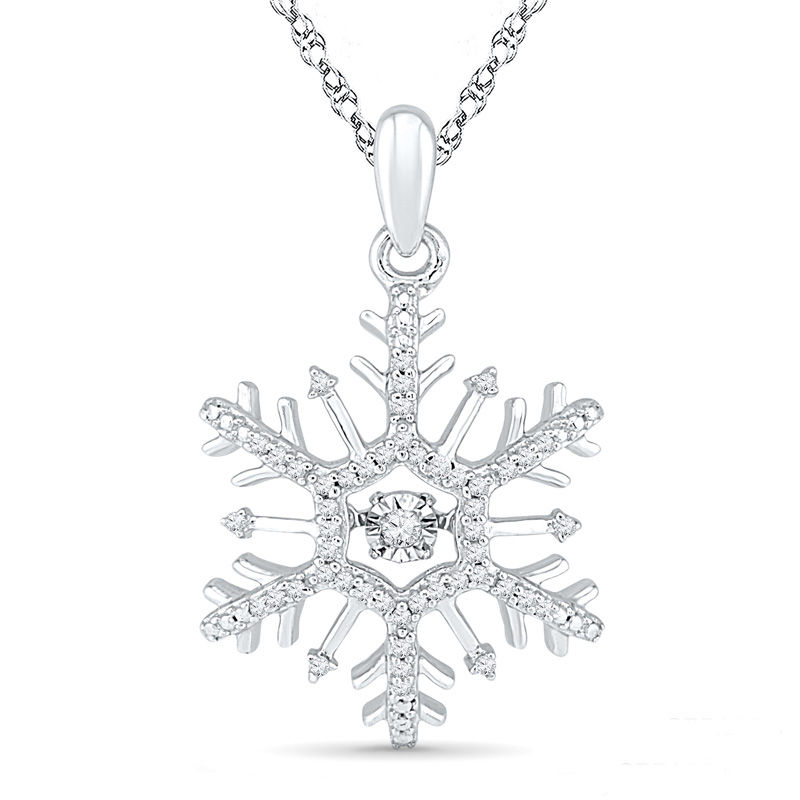 Goldsmiths 9ct White Gold 0.21ct Diamond Snow Flake Pendant PA0496D69KW-CH  | Goldsmiths