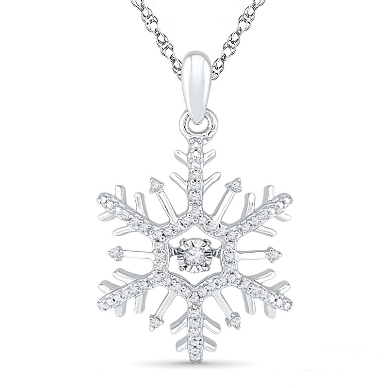 1/6 CT. T.W. Diamond Snowflake Pendant in 10K White Gold