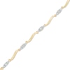 Thumbnail Image 0 of 1/8 CT. T.W. Diamond Three Stone Curved Station Bracelet in 10K Gold