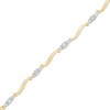 Thumbnail Image 0 of 1/8 CT. T.W. Diamond Three Stone Curved Station Bracelet in 10K Gold