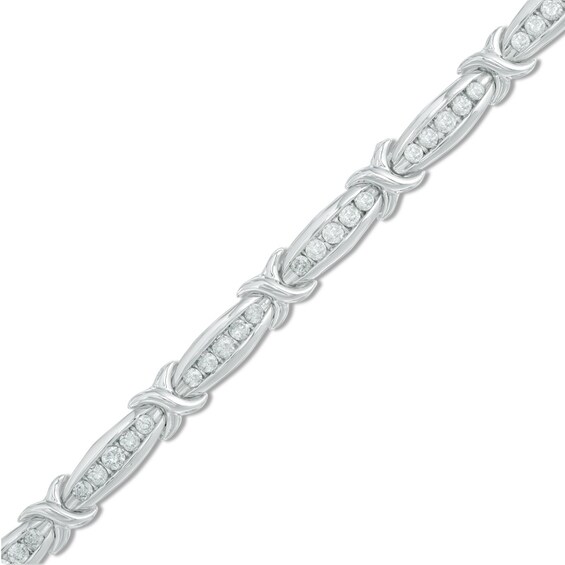 2 CT. T.W. Diamond "X" Bracelet in 10K White Gold Zales Outlet