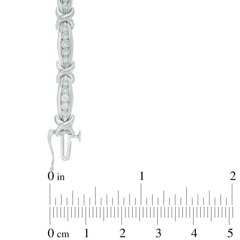 Main Image 2 of 2 CT. T.W. Diamond "X" Bracelet in 10K White Gold
