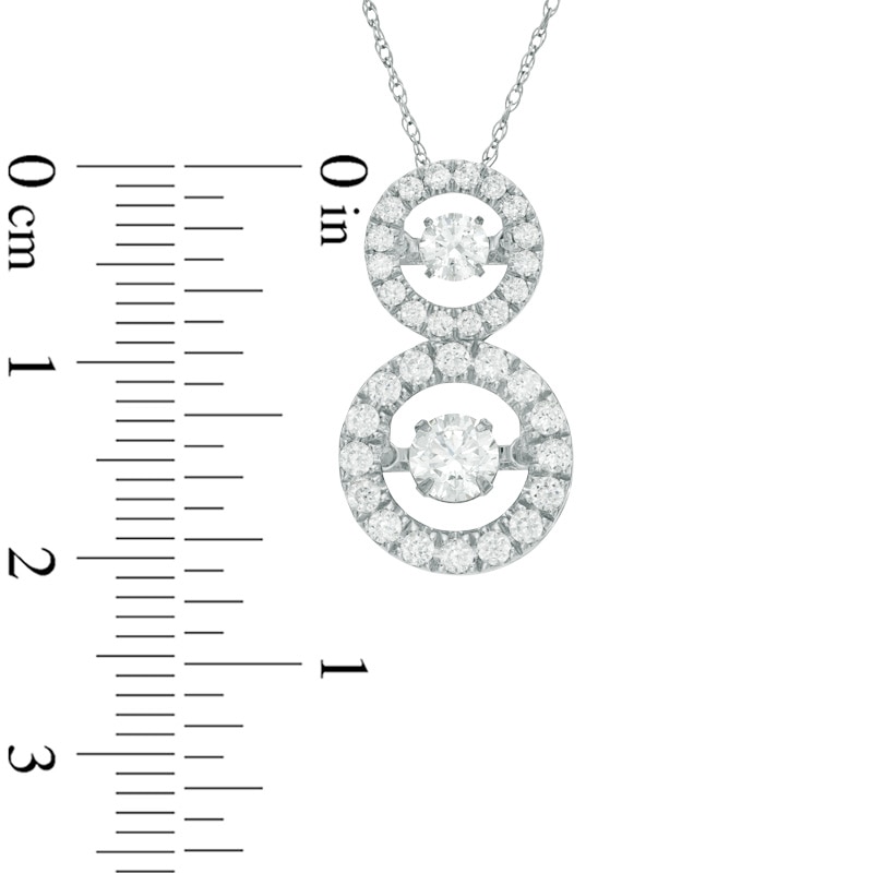 1 CT. T.W. Diamond Linear Double Circle Pendant in 14K White Gold