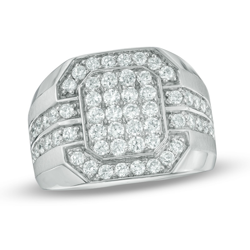 Men's 2 CT. T.W. Multi-Diamond Octagonal Frame Ring in 10K White Gold