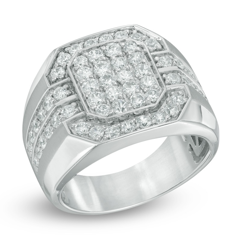 Men's 2 CT. T.W. Multi-Diamond Octagonal Frame Ring in 10K White Gold